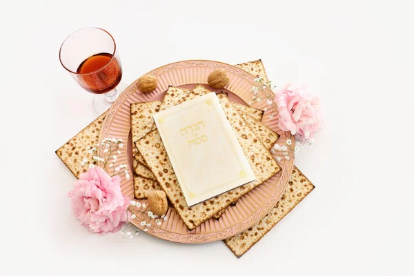 Pesah Celebration Concept Jewish Passover Holiday Translation Traditional Pesakh Book — Stock Photo, Image