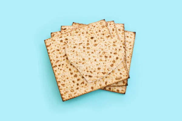 Έννοια Γιορτή Pesah Εβραϊκή Διακοπές Passover Πάνω Από Παστέλ Μπλε — Φωτογραφία Αρχείου