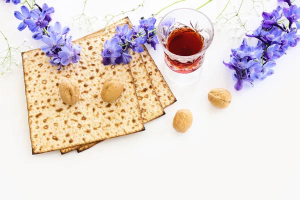 Conceito Celebração Pesah Feriado Judaico Páscoa Sobre Fundo Branco Isolado — Fotografia de Stock