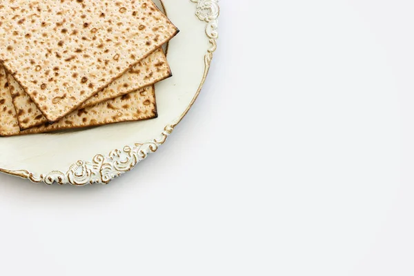 Pesah Viering Concept Joodse Pesach Vakantie Geïsoleerde Witte Achtergrond — Stockfoto