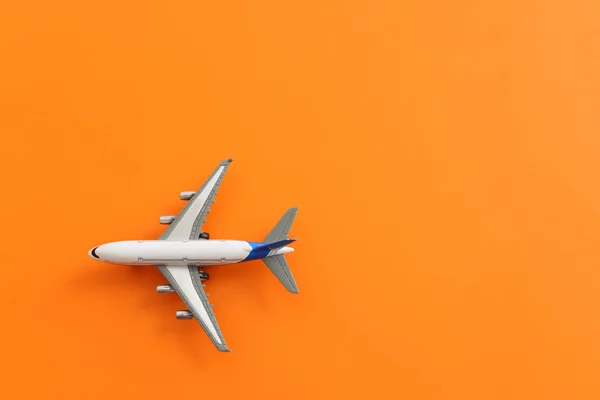 Turuncu Arka Plan Uçak Manzarası Seyahat Tatil Kavramı — Stok fotoğraf