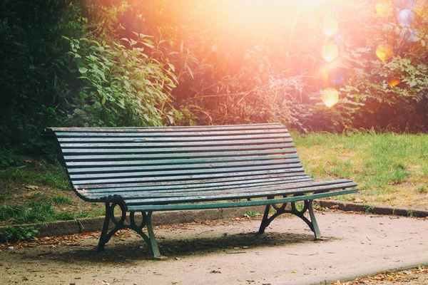Lonely Bench Park Sunset — Stock Photo, Image
