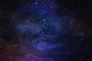 Soyut simli siyah, mor, mavi ışıklı arka plan. Odaklanmamış