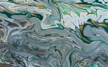 Zümrüt, yeşil, altın ve beyaz yaratıcı renklerle soyut mermer efekt arka planının sanat fotoğrafçılığı. Güzel boya..