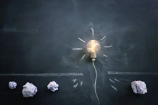 Education Concept Image Creative Idea Innovation Light Bulb Metaphor Blackboard Imagens Royalty-Free