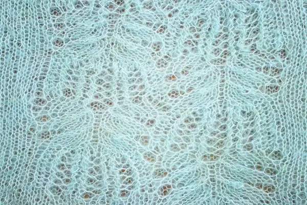 Background Blue Lace Crochet Ornament Made Wool Stock Photo