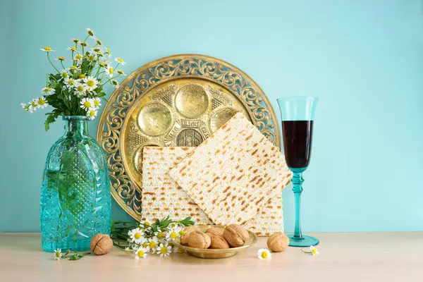 Conceito Celebração Pesah Feriado Judaico Páscoa Tradução Texto Tradicional Placa Imagem De Stock