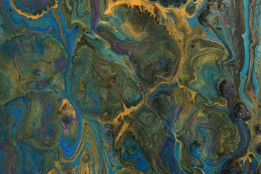 Soyut mermer efekt arkaplanının, turkuaz, yeşil, siyah ve altın renkli sanat fotoğrafçılığı. Güzel boya..