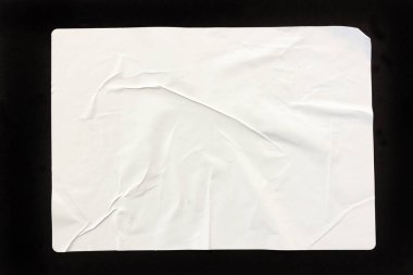 Kırışıklıkları olan beyaz kağıtların arkaplanı. Desenli poster veya etiket