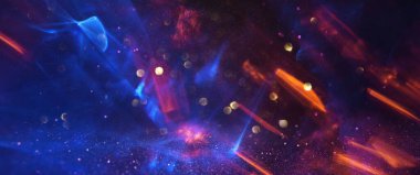 Soyut parlak mavi ve altın ışıklı arka plan. Odaklanmamış