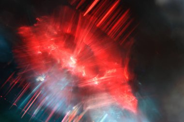 Kırmızı ve mavi merceğin arka planı yanıp sönüyor. Soyut resim