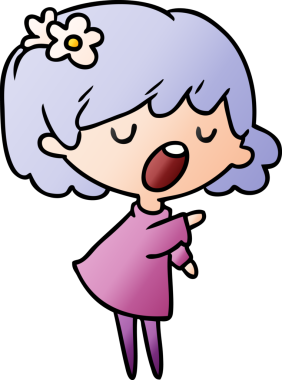 Güzel bir kawai kızının orjinal gradyan çizimi