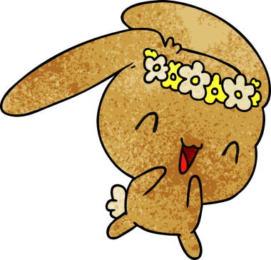 Orijinal desenli çizgi film çizimi kawaii sevimli tüylü tavşan