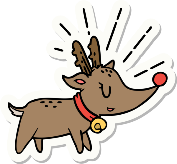 Orijinal dövme stili Noel ren geyiği çıkartması.