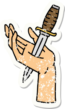 Orijinal yara bandı dövmesi. Geleneksel bir hançer stili.