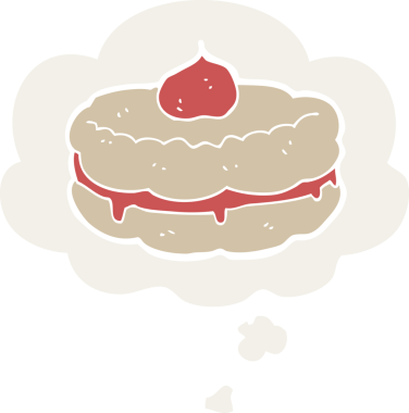 Geçmişe dönük düşünce baloncuklu orijinal çizgi film bisküvisi