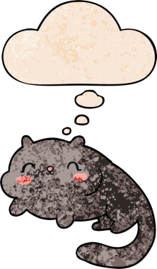 Grunge desen tarzında düşünce baloncuğu olan orijinal çizgi film kedisi.
