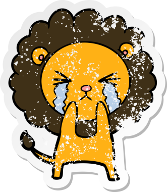 Ağlayan bir aslanın orijinal üzgün çıkartması.