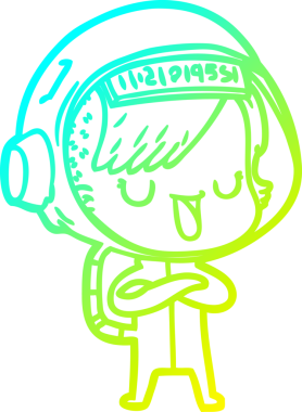 Orijinal soğuk gradyan çizgi çizimi bir astronot kadının