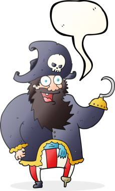 Orijinal serbest konuşma balonu korsan karikatür kaptanı