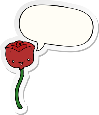 Konuşma balonu çıkartmalı orijinal karikatür çiçeği