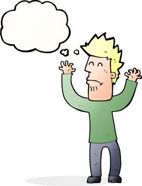 Orijinal çizgi film adamı düşünce baloncuğu ile strese soktu