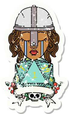 Orijinal Retro Dövme Tarzı Ağlayan İnsan Dövüşçüsü Doğal bir D20 zarla