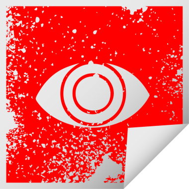 Özgün sıkıntılı kare soyma etiketi göz sembolü