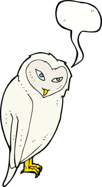 Konuşma baloncuklu orijinal çizgi film baykuşu