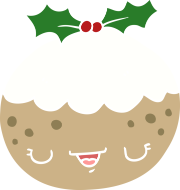 Orijinal düz renkli çizgi film Noel pudingi.