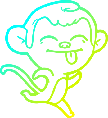 Komik bir çizgi maymunun orijinal soğuk eğimli çizimi