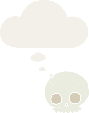 Geçmişe dönük düşünce baloncuklu orijinal kafatası