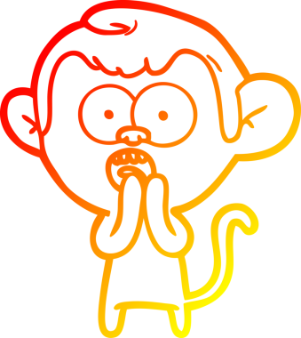 Bir çizgi filmin orjinal sıcak çizgi çizimi şok olmuş bir maymunun