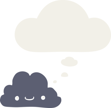 Geçmişe dönük düşünce baloncuklu orijinal şirin çizgi film bulutu