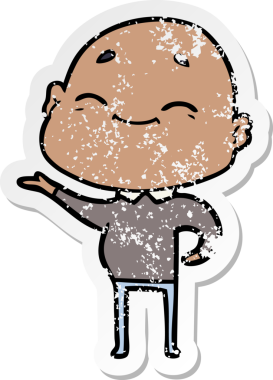 Mutlu ve kel bir adamın orijinal sıkıntılı çıkartması.