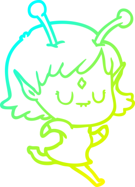 Orijinal soğuk gradyan çizgi çizimi uzaylı bir kızın