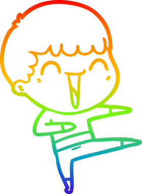 Orijinal gökkuşağı gradyan çizgi çizimi mutlu bir adamın