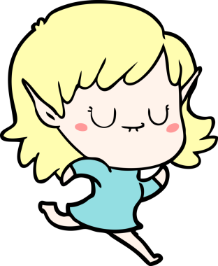 Orijinal mutlu elf kızı koşuyor.