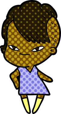 Hipster tıraşlı, orijinal çizgi film kızı.