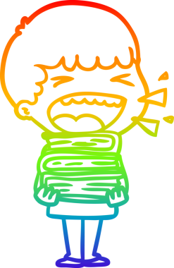 Orijinal gökkuşağı gradyan çizgi çizimi gülen bir adamın