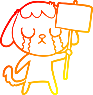 Sevimli bir çizgi film köpeğinin orjinal sıcak çizgi çizimi