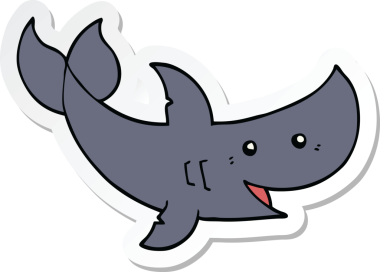 Çizgi film köpekbalığının orijinal çıkartması.