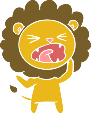 Orijinal düz renk çizgi film sinirli aslan