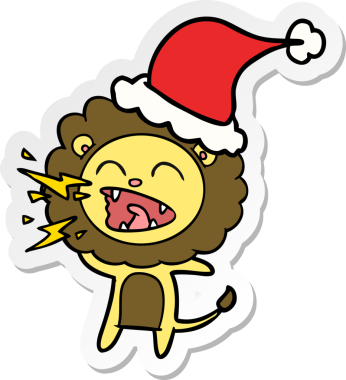 Noel Baba şapkası takan kükreyen bir aslanın orijinal el yazısı.