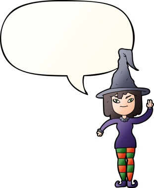 Konuşma baloncuğu düzgün eğimli orijinal çizgi film cadısı