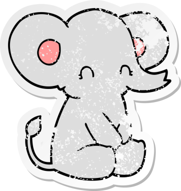 Sevimli bir filin kederli orijinal çıkartması.