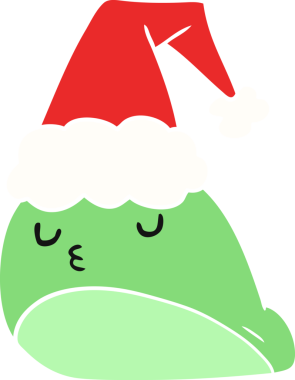 Orijinal el çizimi Kawaii sümüklü böceğinin Noel karikatürü