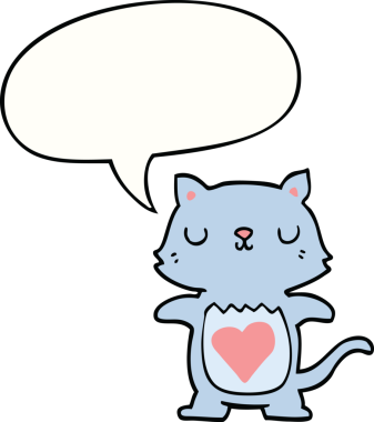 Konuşma baloncuklu orijinal çizgi film kedisi.