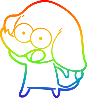 Orijinal gökkuşağı gradyan çizgi çizimi şirin bir filin