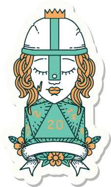 Doğal 20 ruloyla dövüşen bir insanın orijinal çıkartması.